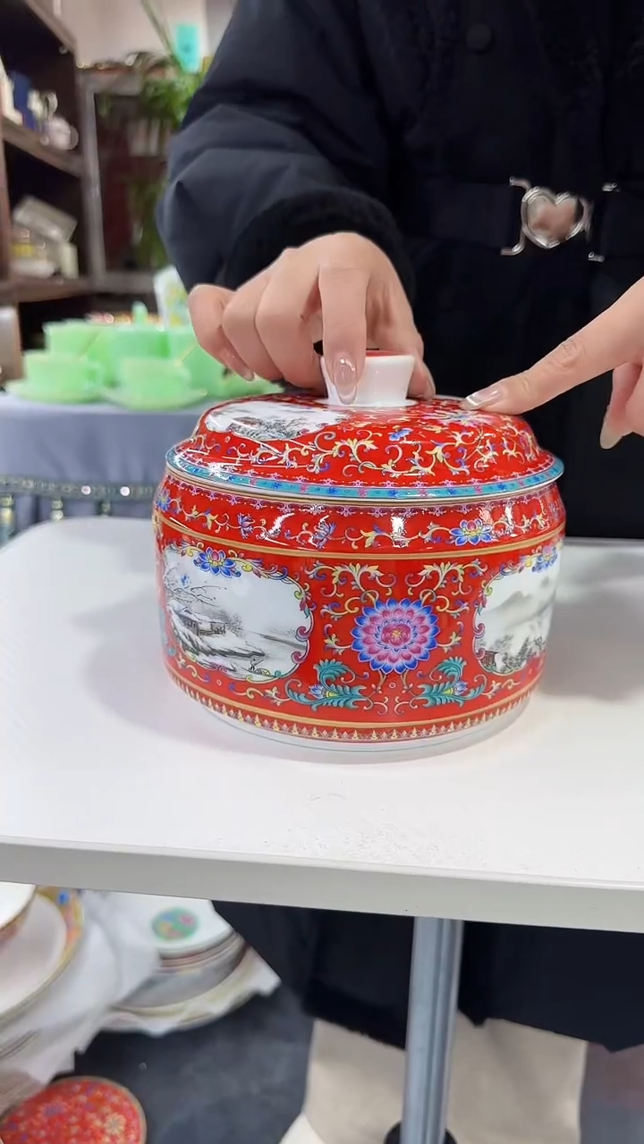 【闪购商品】瓷片储物罐茶叶罐1个景德镇陶瓷