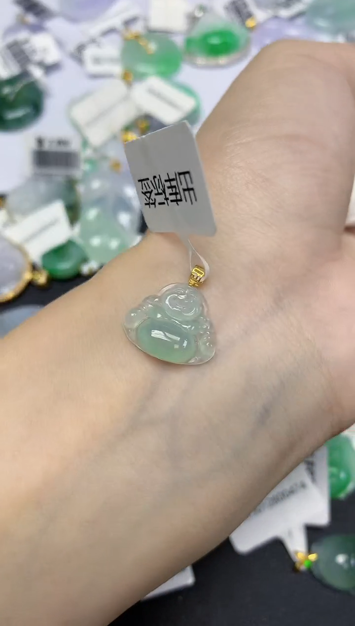 翡翠18K金镶嵌颈饰天然缅甸翡翠A货百元以上9元证书费自理