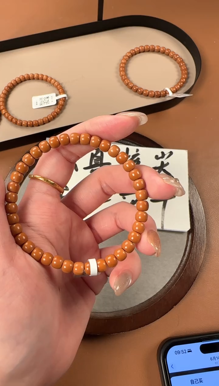 手串橄榄核6.0mm核尖单圈，老挝料，老型珠，高油高密