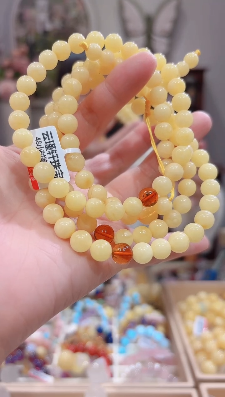 【闪购商品】蜜蜡颈饰未镶嵌特级白花蜡108