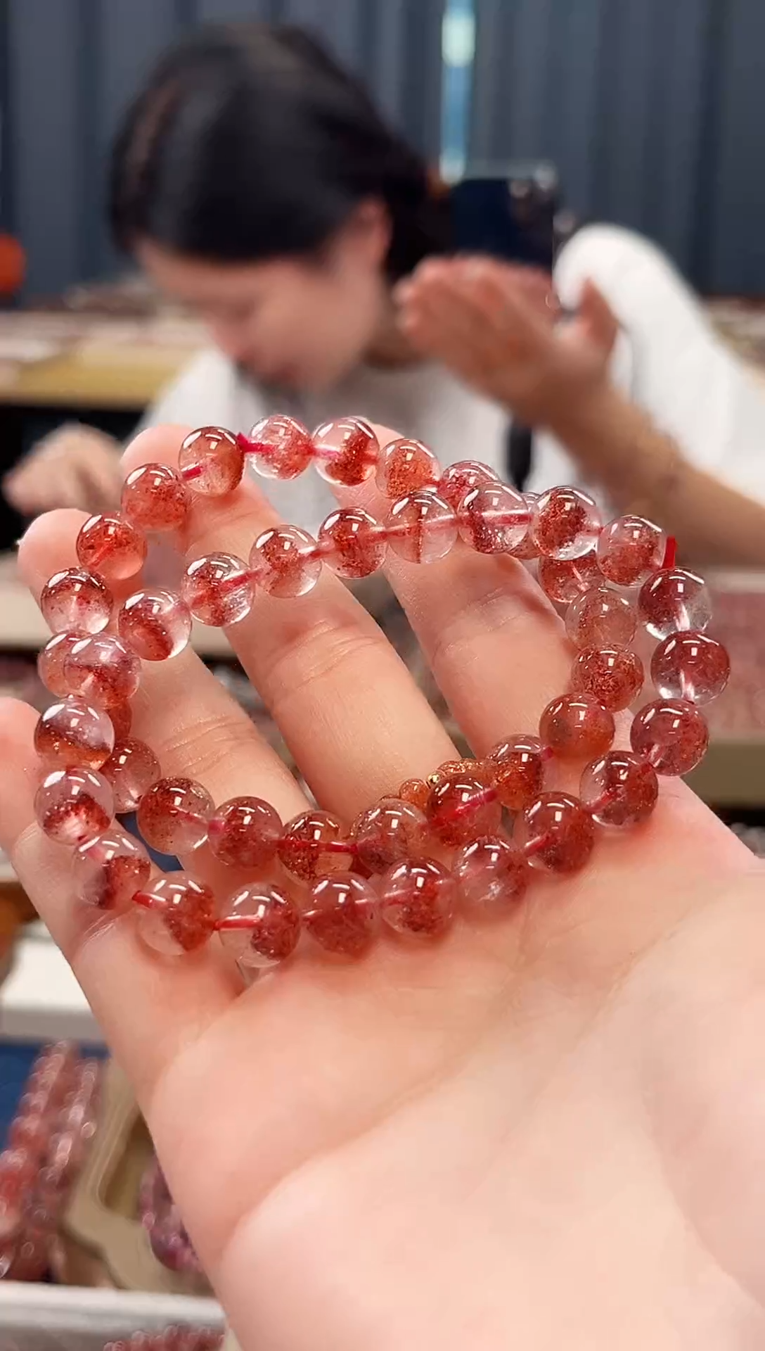 未镶嵌手串水晶金草莓超七单圈手串8mm【多样性发一】