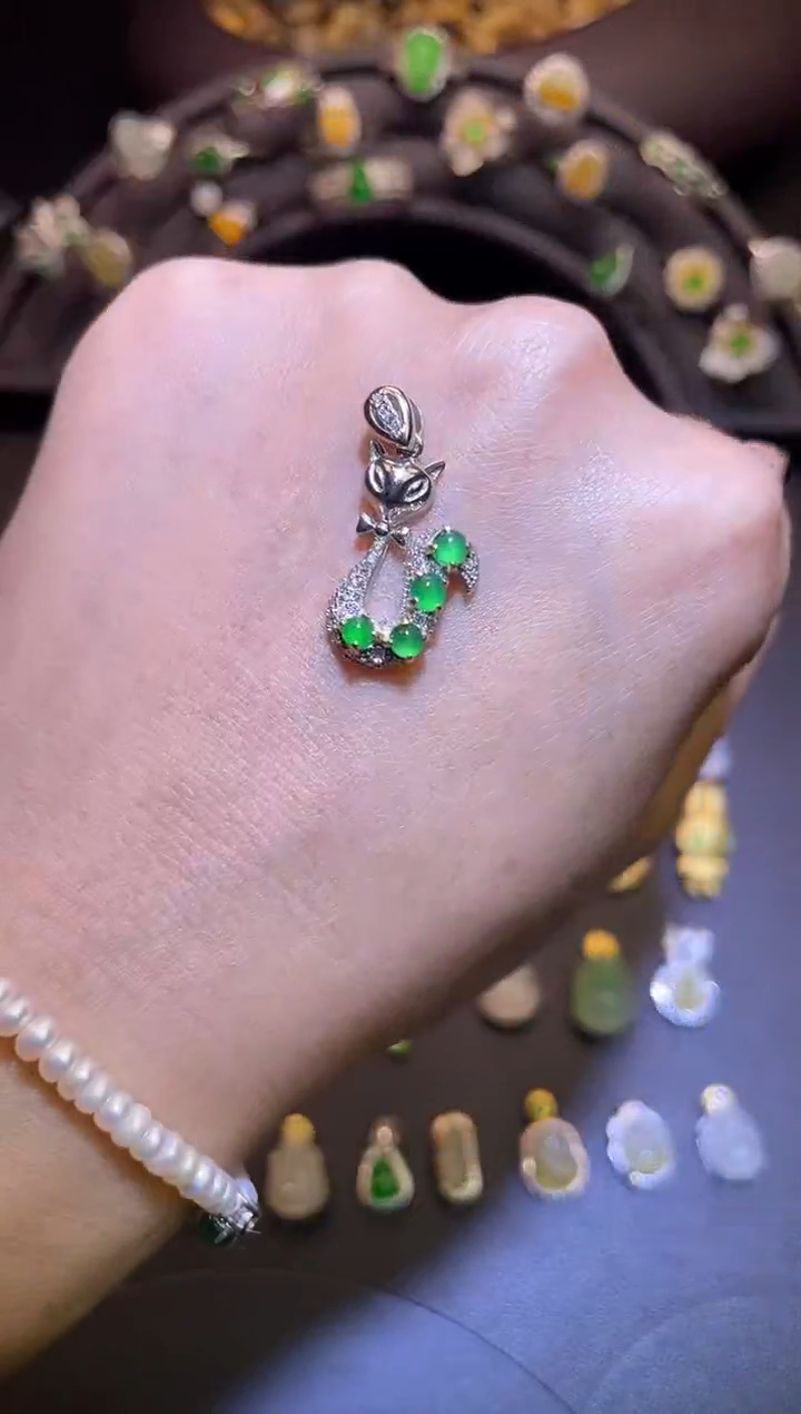吊坠(不含链)银S925镶嵌翡翠1