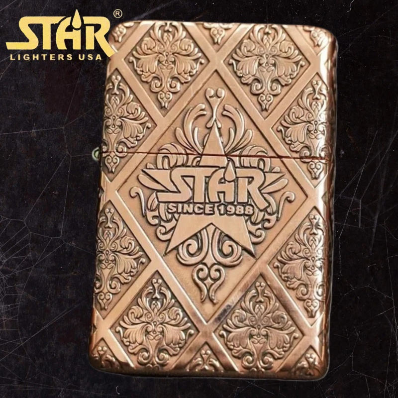 STAR恒星905紫铜盔甲繁花大标打火机