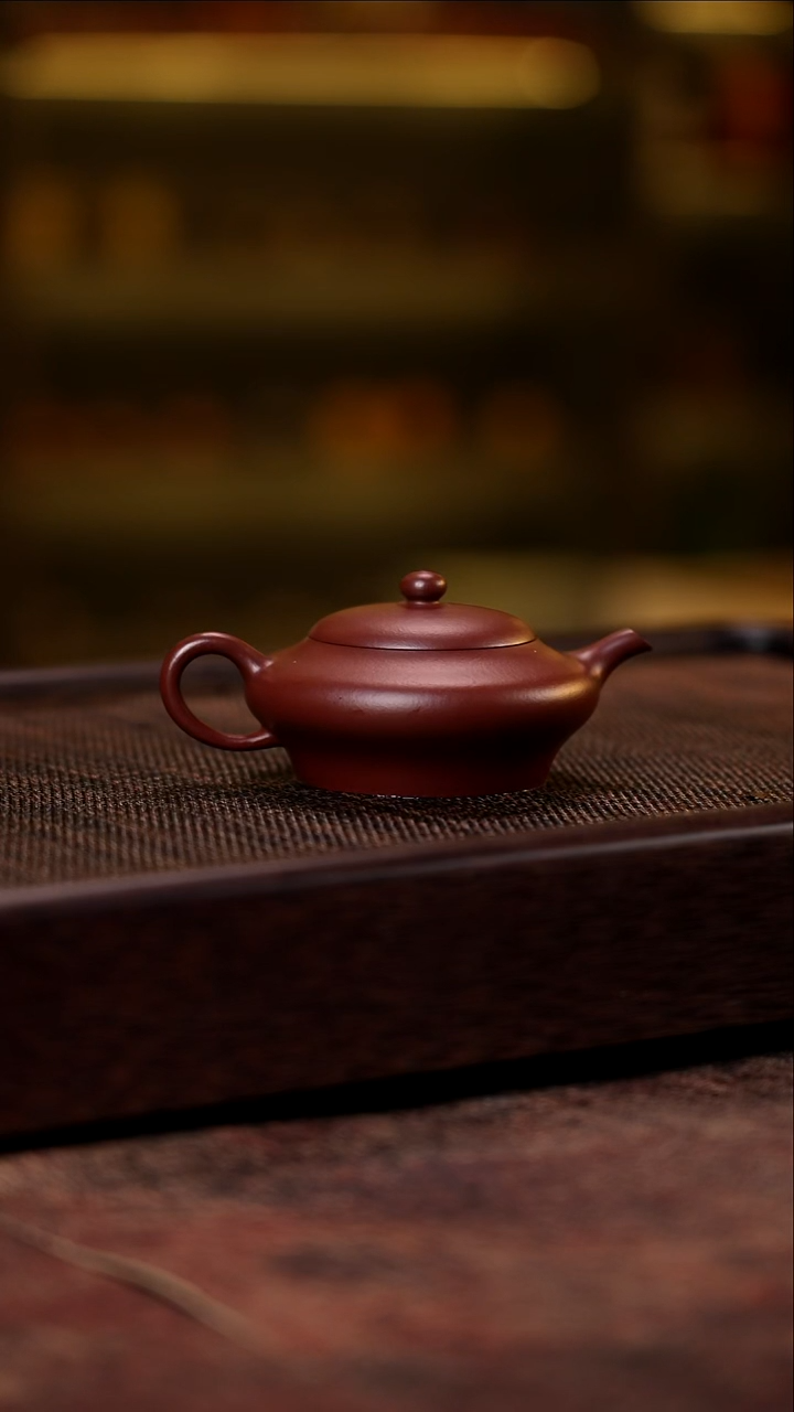 紫砂扁灯 紫袍玉砂