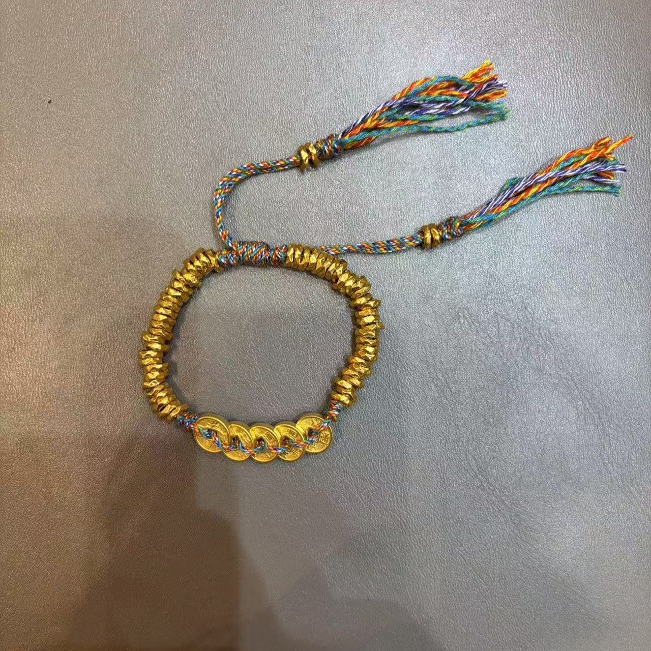 【X甄芝系列】足金999 彩绳五帝币盘缠