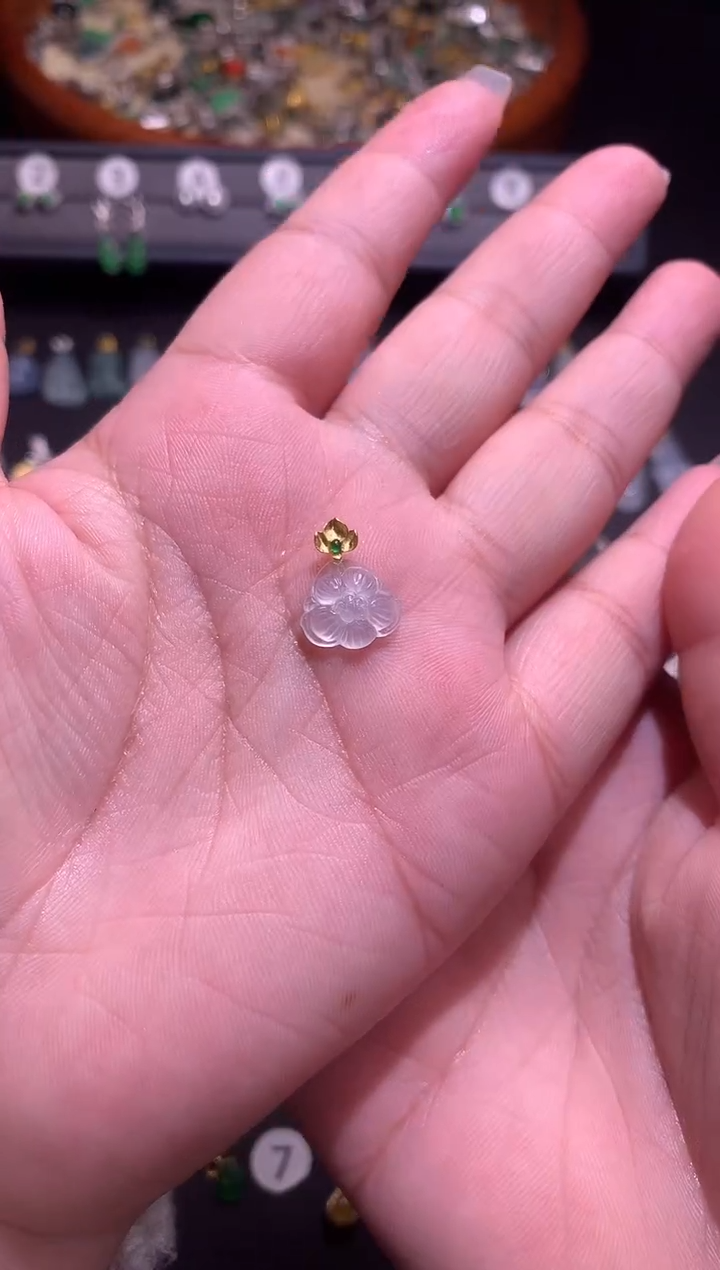 【闪购商品】翡翠颈饰18K金镶嵌111111