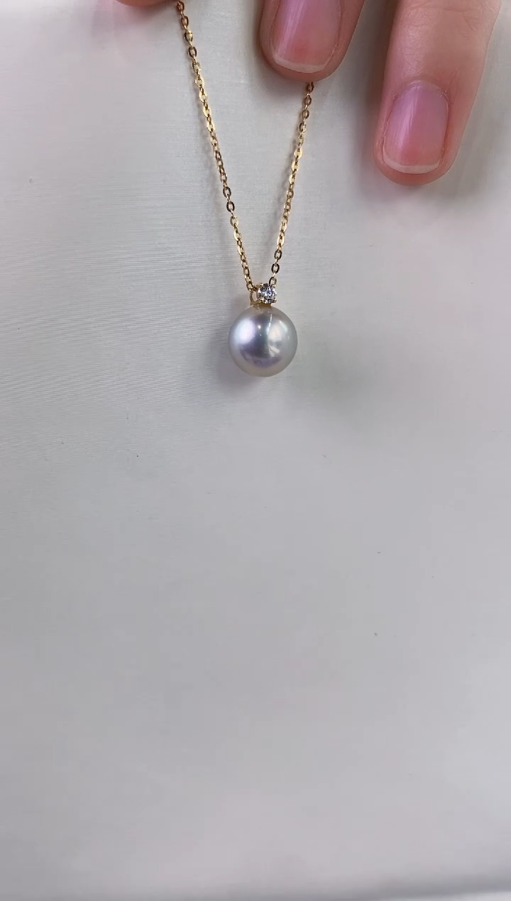 【闪购商品】海水珍珠吊坠(赠链)18K金镶嵌10-11澳白珍珠吊坠