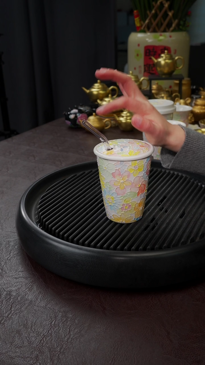 【闪购商品】杯【宜景窑梦幻花神】带弯吸管杯子