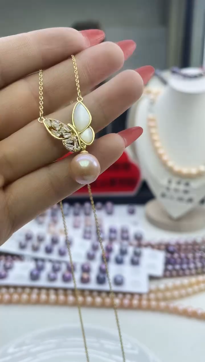 未镶嵌项链淡水珍珠中国红项链