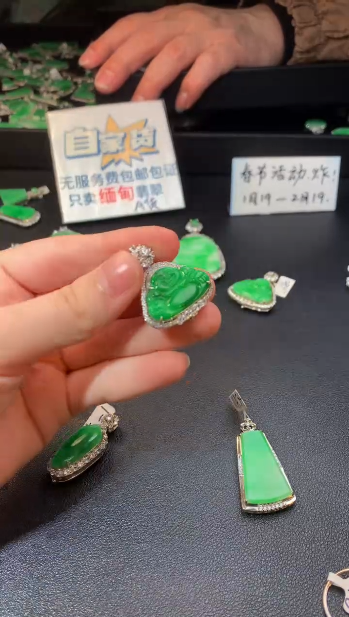 【闪购商品】翡翠颈饰银S925镶嵌翡翠