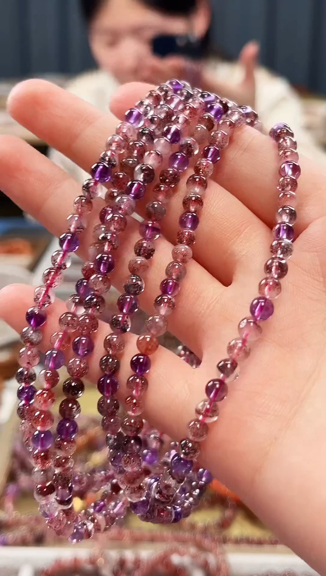 未镶嵌手串水晶金草莓超七三圈手串4mm【多样性发一】