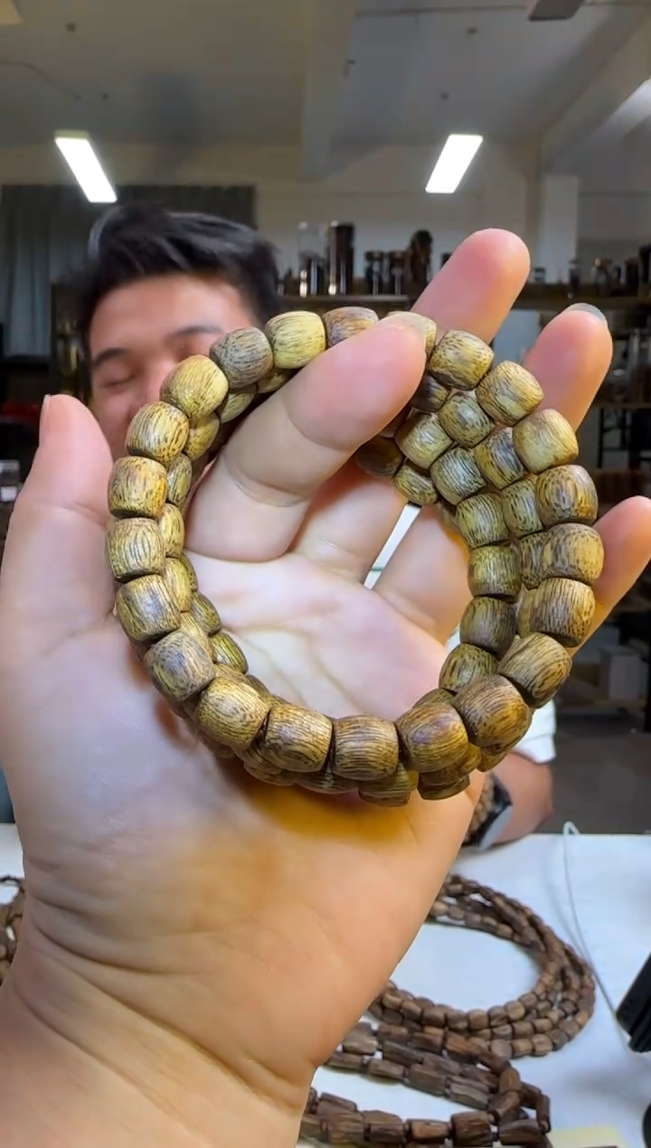 沉香手串99沉金丝油海南奇楠沉香红金貎直纹鼓珠8mm5g+多样性发1