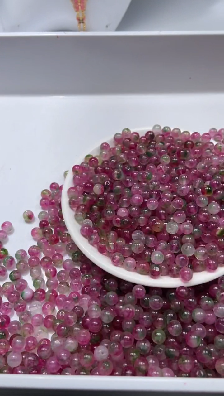 颈饰未镶嵌水晶W1778-西瓜碧玺6mm*18颗