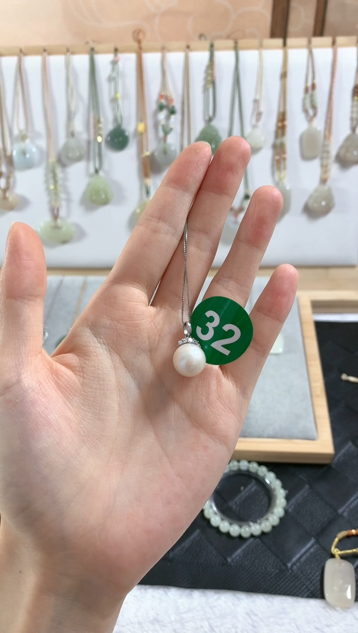 淡水珍珠银S925镶嵌颈饰吊坠4