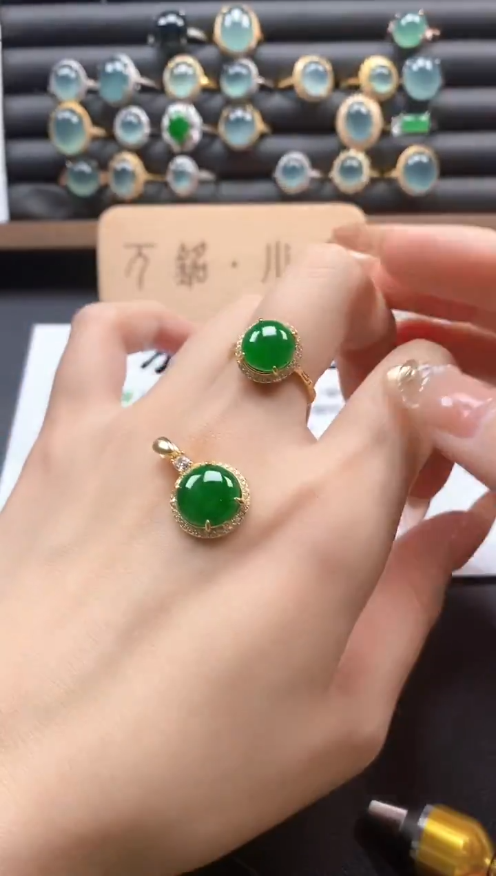 银S925镶嵌戒指翡翠51511