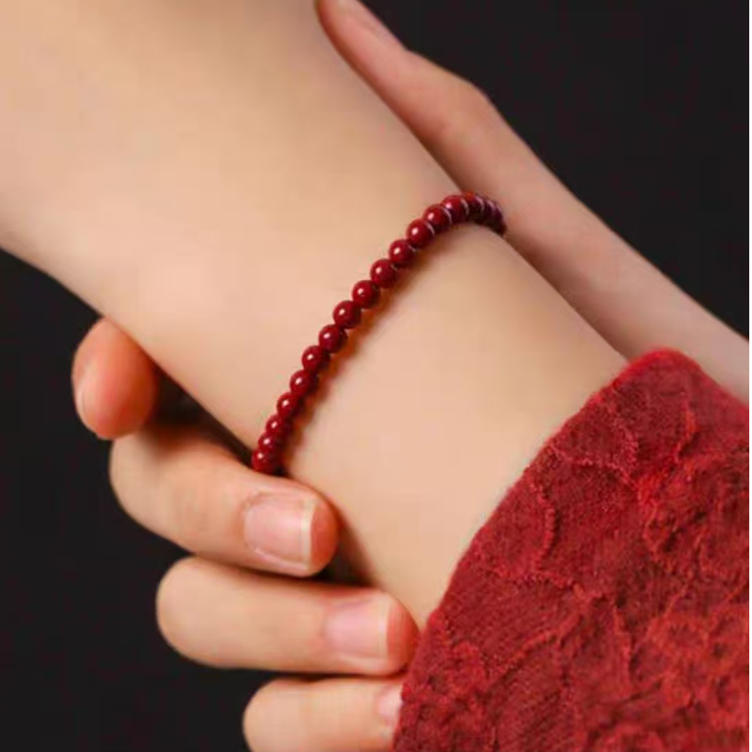 含辰砂工艺品朱砂6mm单圈手链