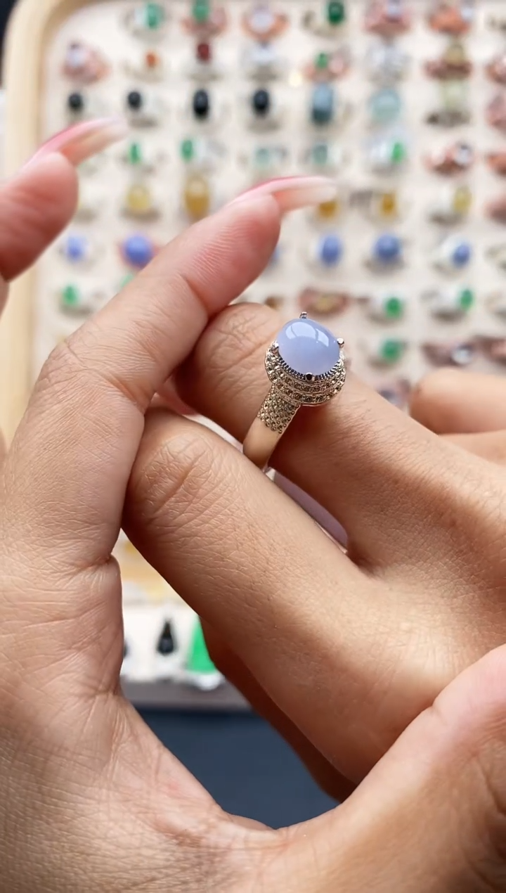 【闪购商品】翡翠戒指未镶嵌缅甸天然A货翡翠444  10+2