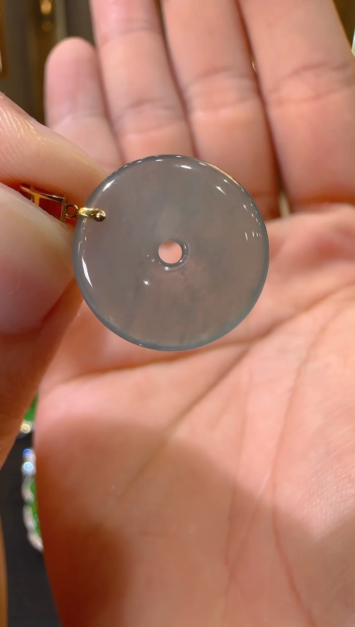 翡翠18K金镶嵌吊坠(不含链)天然A货翡翠多样性发一