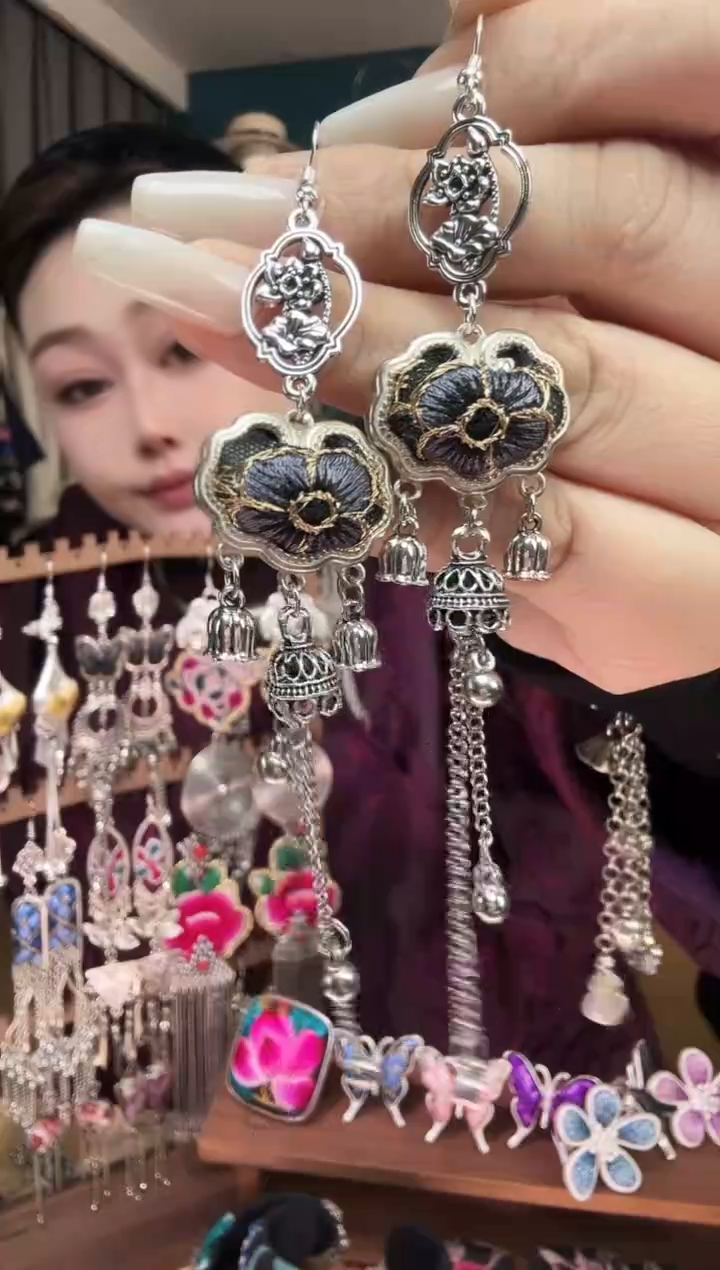 刺绣纯手工民族风刺绣耳环