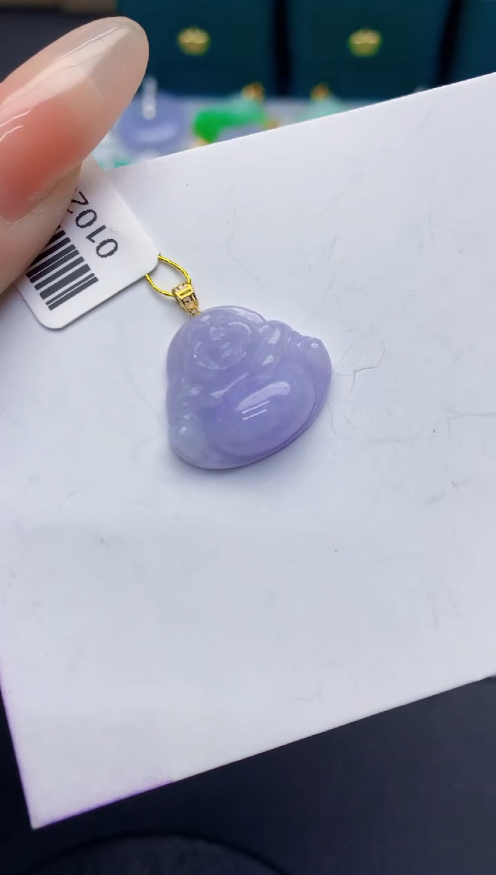 颈饰18K金镶嵌翡翠缅甸天然翡翠A货