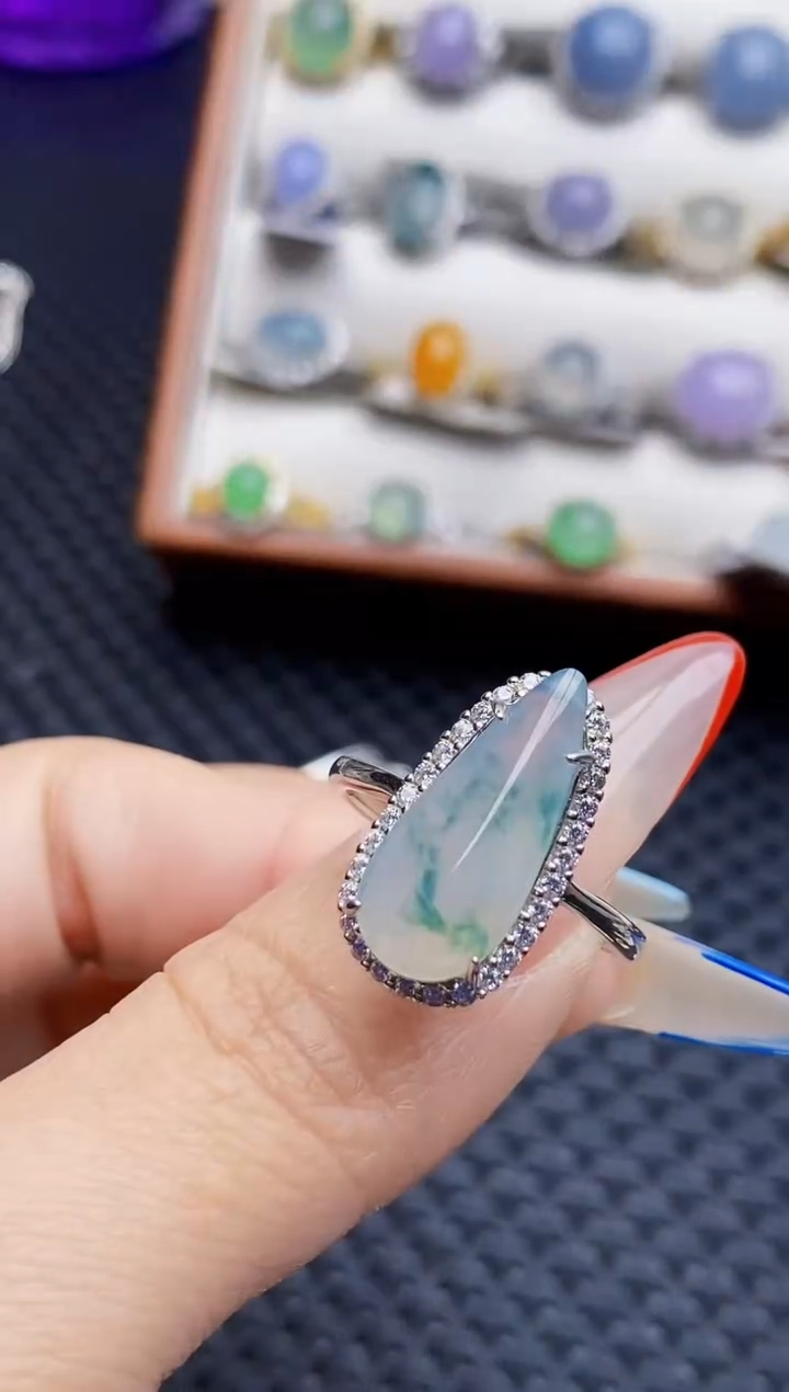 银S925镶嵌戒指翡翠0838