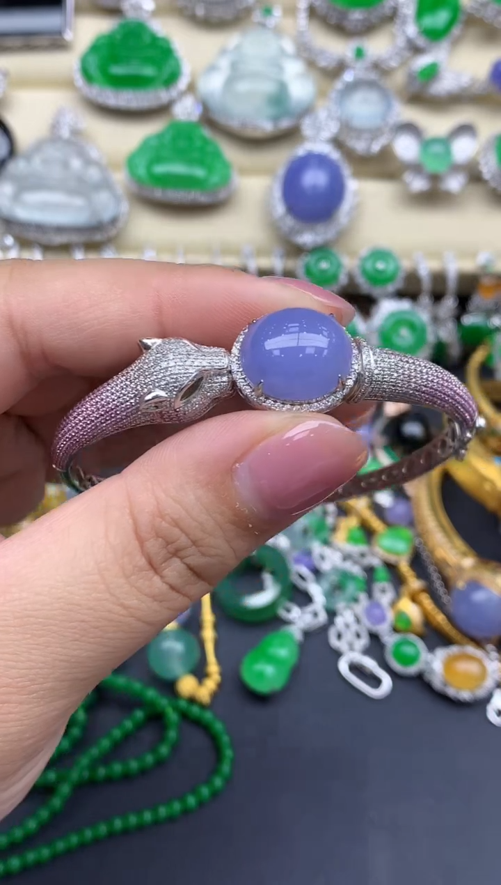 翡翠手镯18K金镶嵌559-中国好珍宝