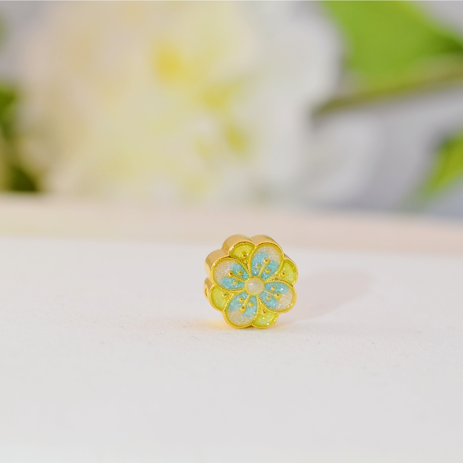 【鸿盛达】999足金绿色四瓣花异形1.4mm孔径1.5mm