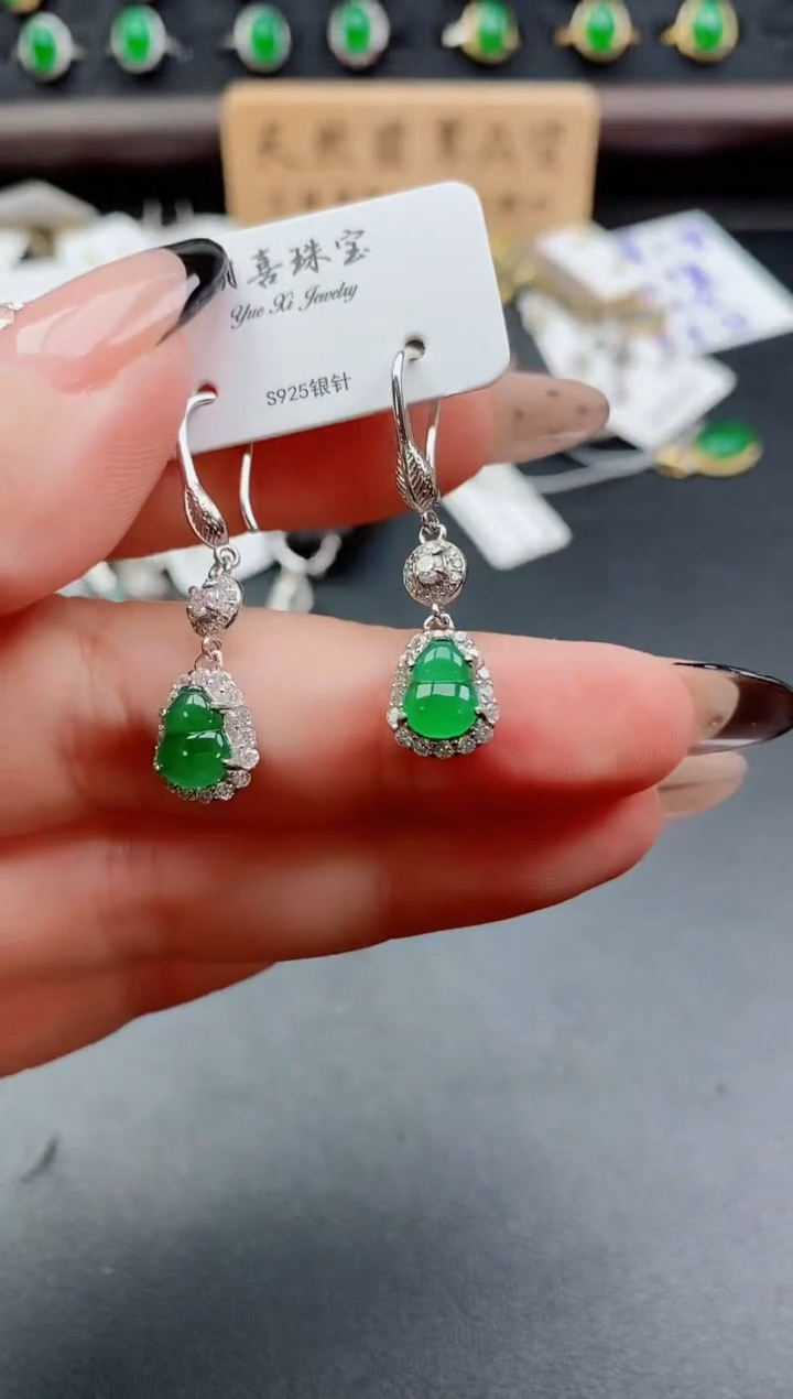 银S925镶嵌戒指翡翠1