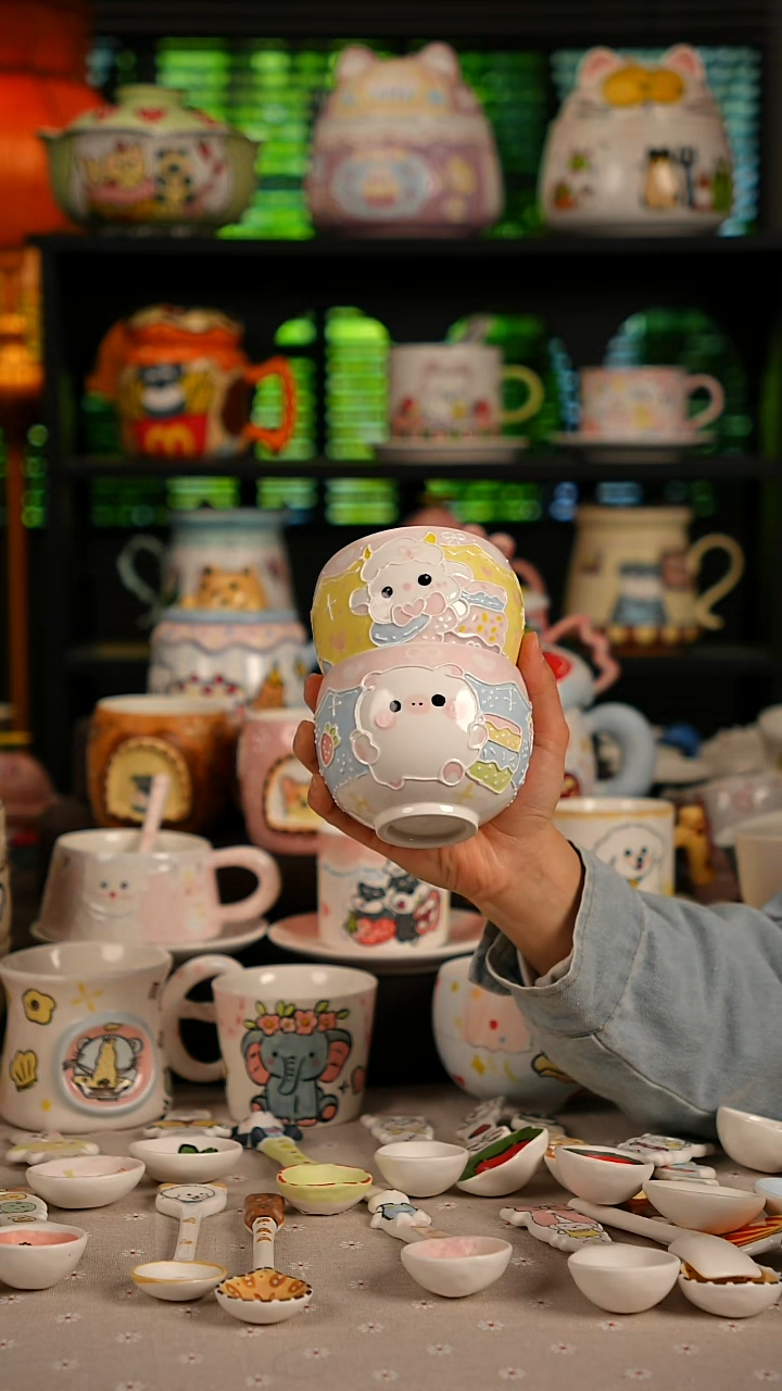 陶瓷无盖款景德镇高温釉下彩纯手绘创意瓷