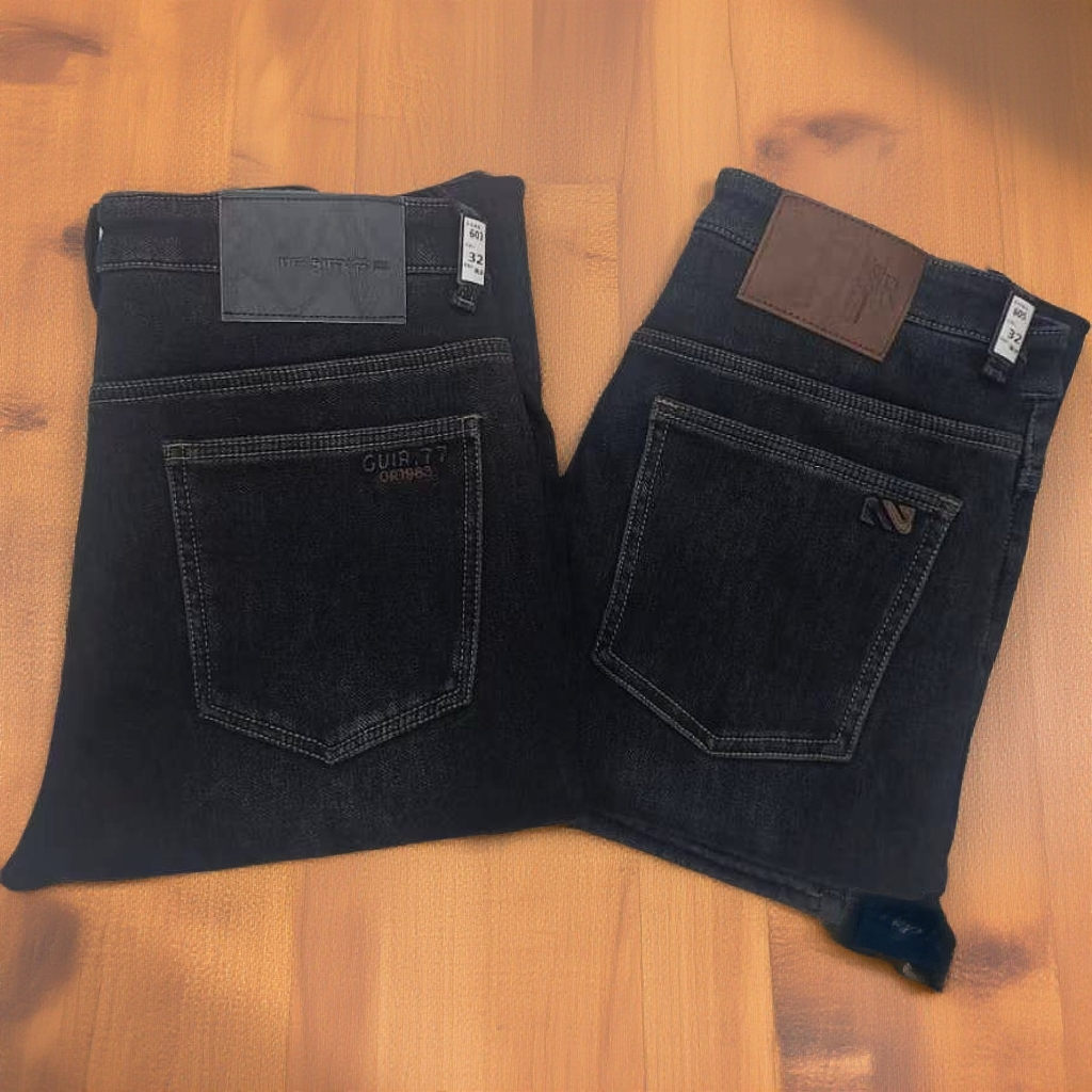 【603】加绒高腰男士小直筒牛仔裤商务弹力