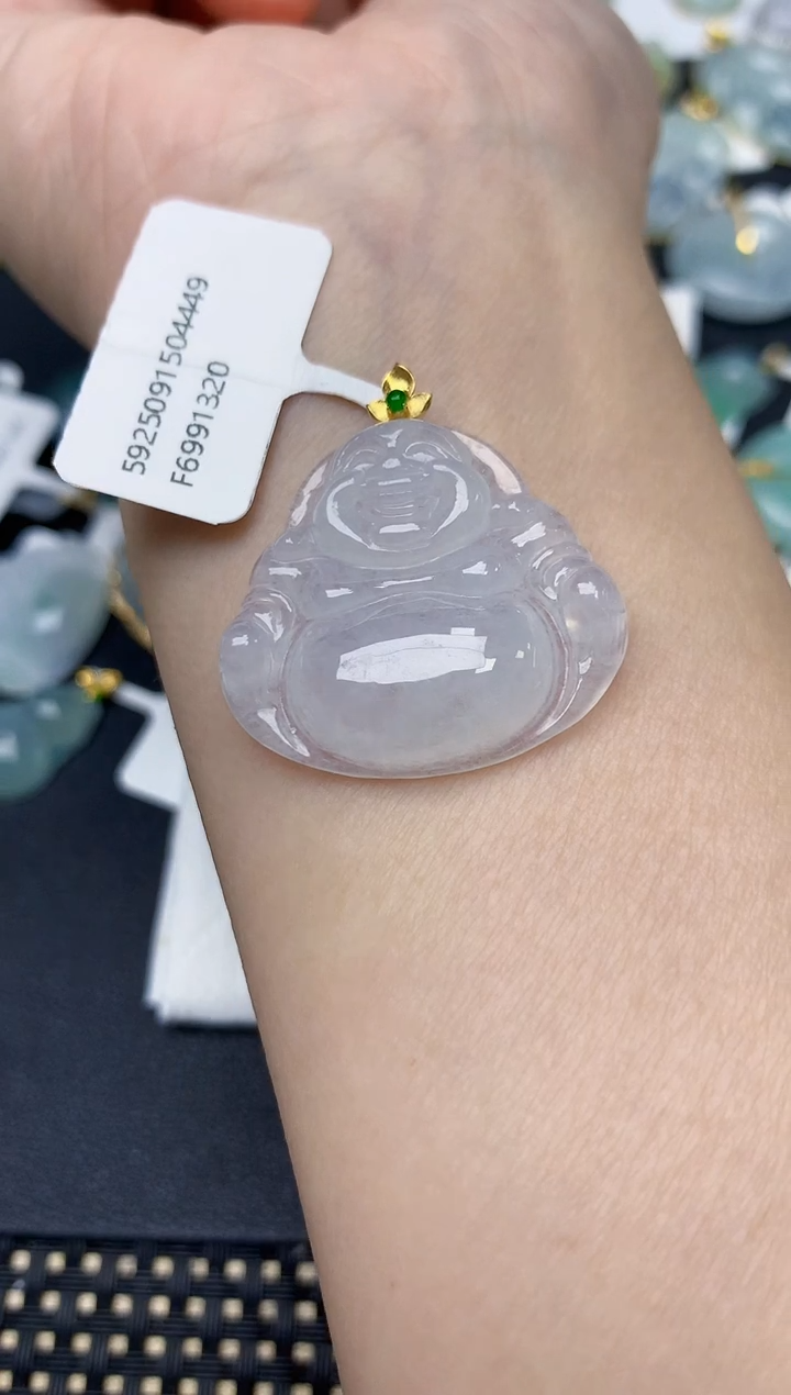 颈饰18K金镶嵌翡翠天然缅甸A货翡翠