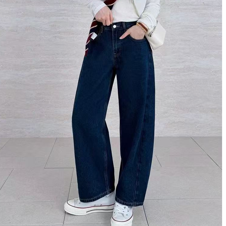 SU【755】花87 愫卿 小个子弯刀裤2025秋季深蓝色牛仔裤~