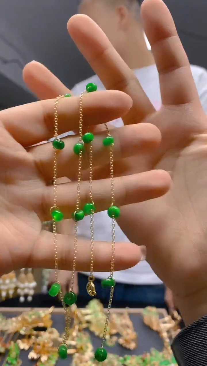 【闪购商品】翡翠耳饰合金0130翡翠锁骨链