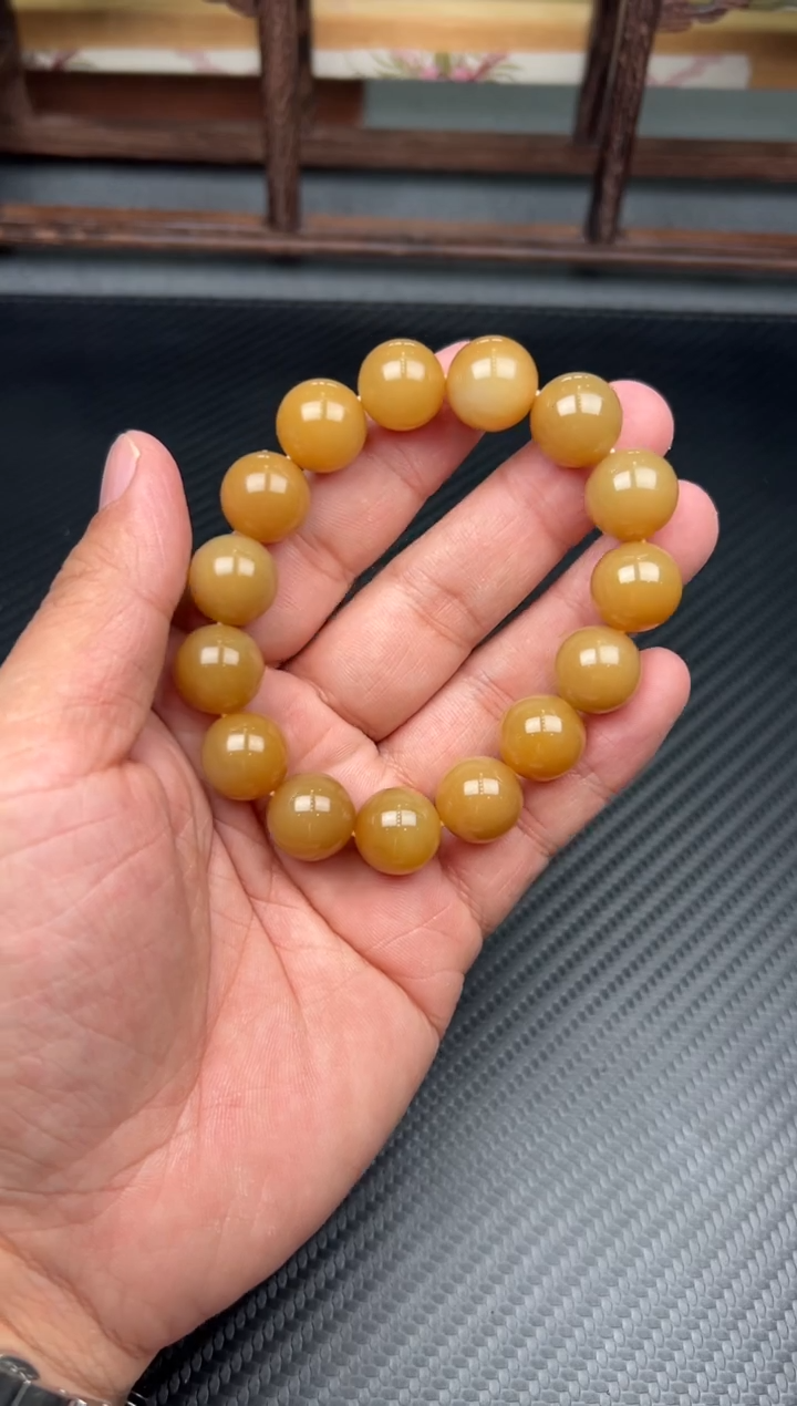 未镶嵌手串和田玉若羌微色差卡14Q