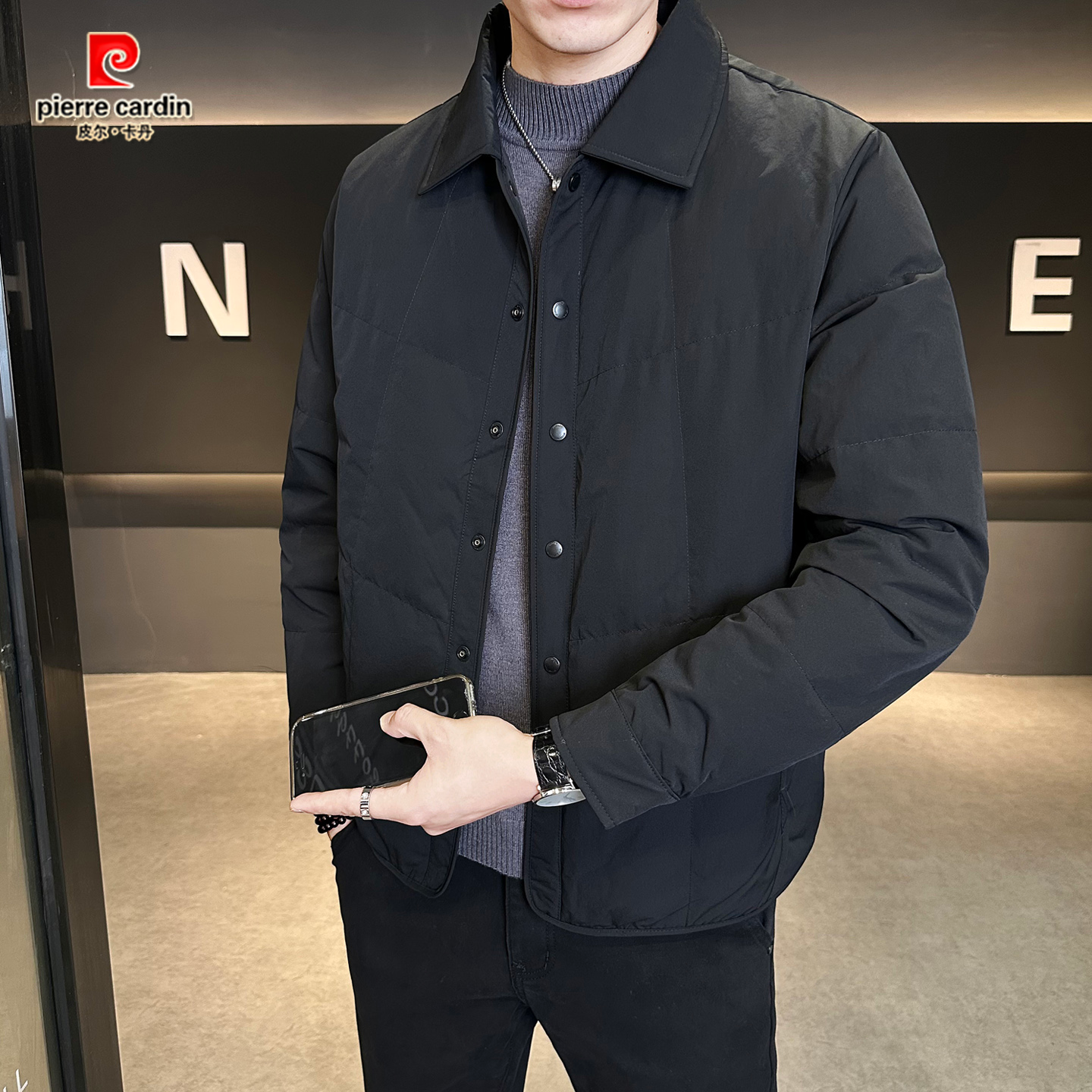 皮尔卡丹轻薄款男士羽绒服冬季2025新款潮牌短款休闲百搭男装夹克