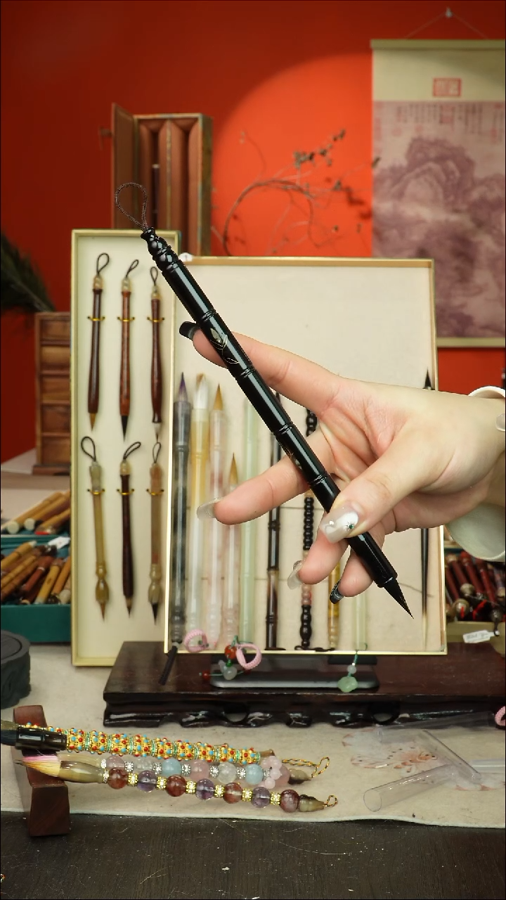 200号闪孤品高货毛笔链接 清水试笔 蘸墨不退