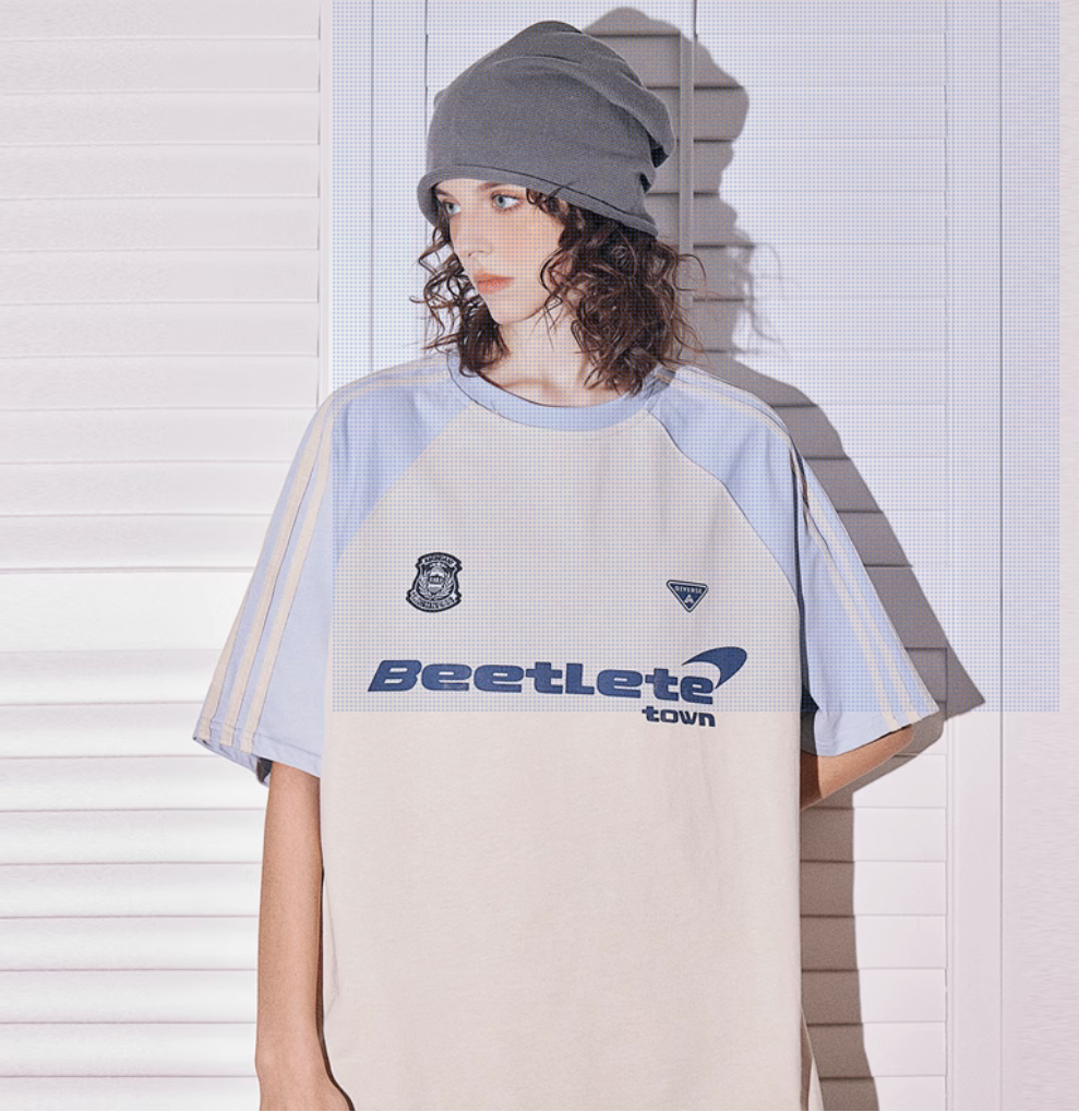 【实力蛋】三条杠插肩设计感短袖街头美式运动休闲圆领t恤夏潮男女