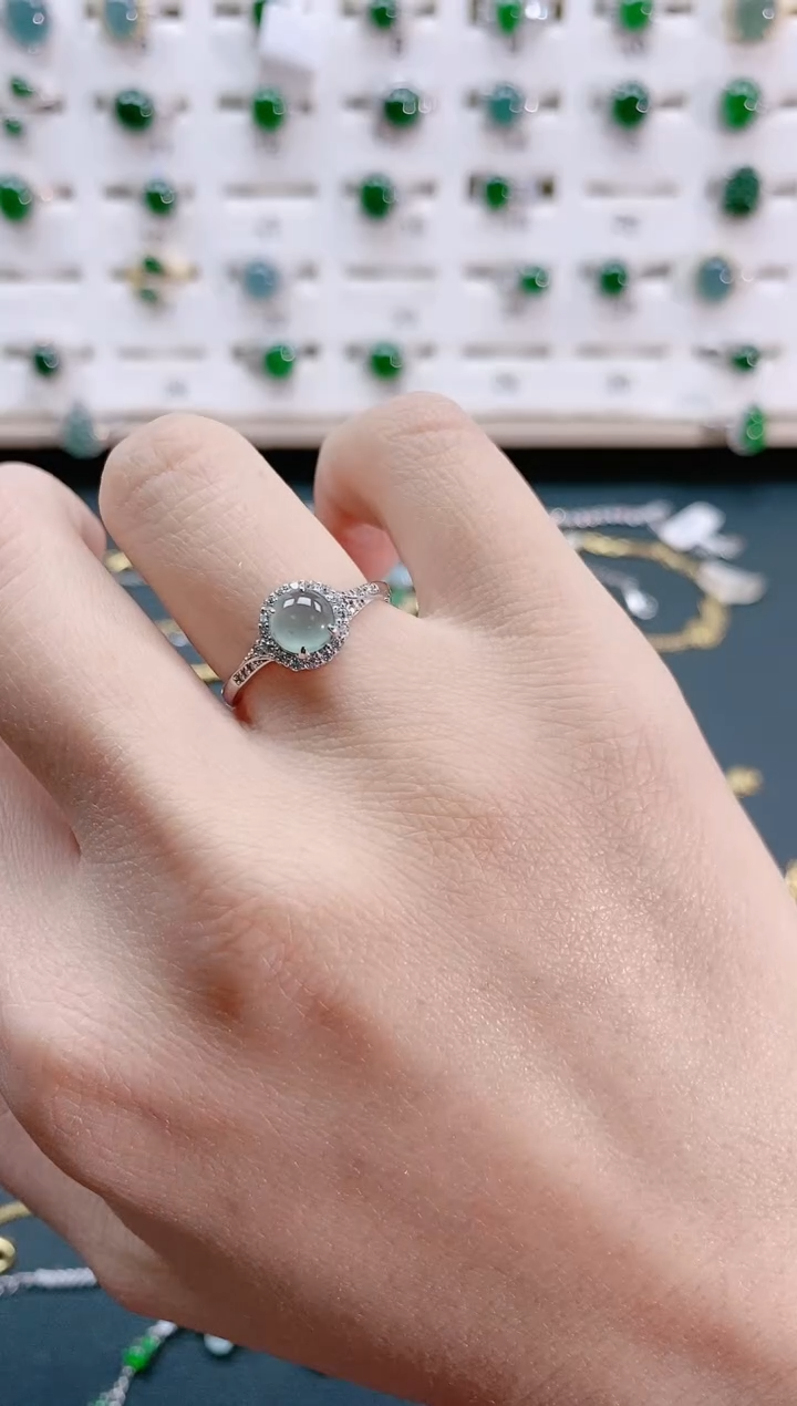 【闪购商品】翡翠戒指银S925镶嵌天然翡翠