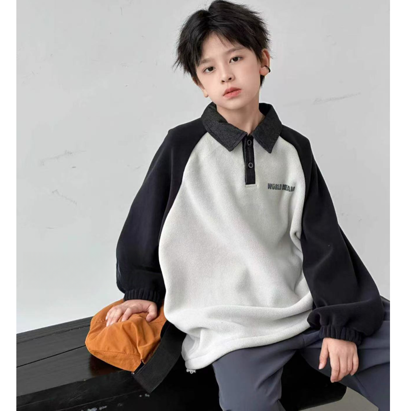 【500克奥粒绒】男童冬装韩版加绒POLO衫卫衣2025新款