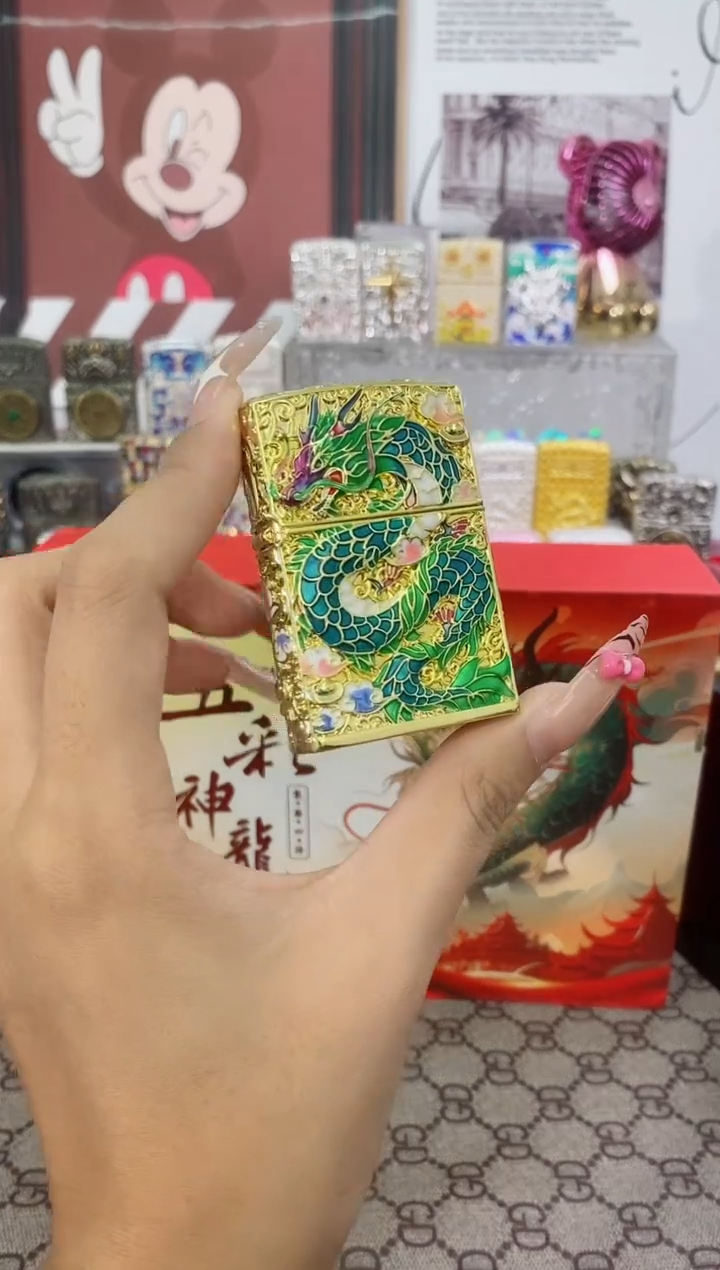 镜面五彩神龙zippo