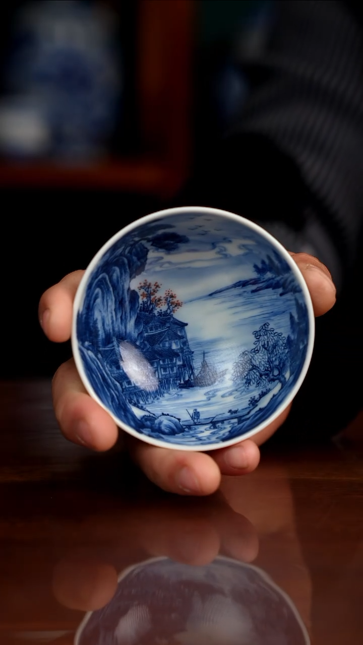 景琳藏青花北派山水探幽