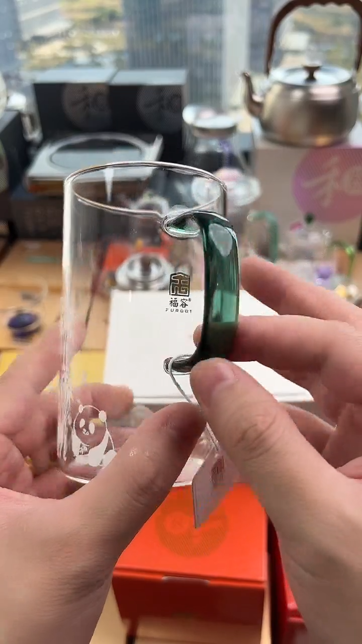 @@福容绿茶杯墨绿熊猫