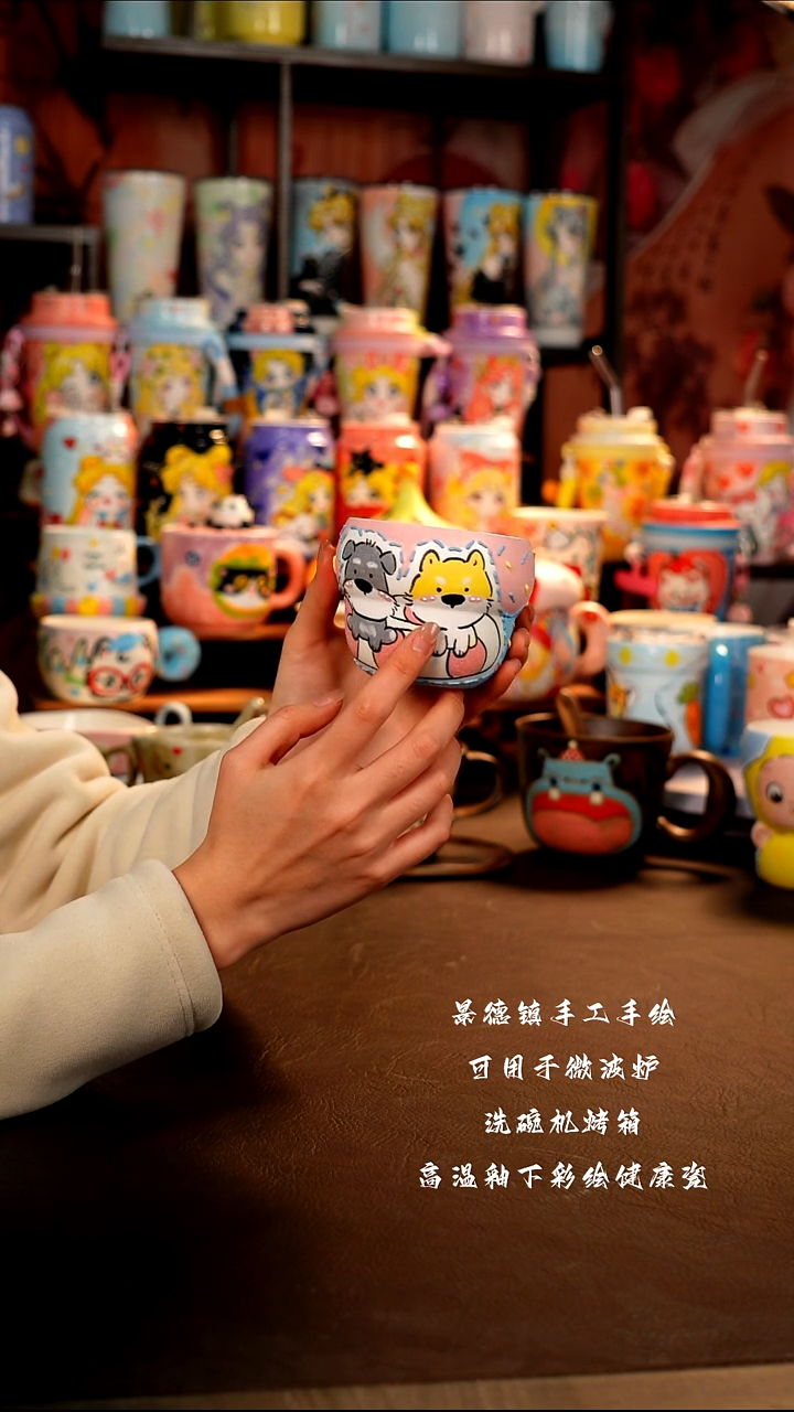 景德镇手工手绘陶瓷杯杯
