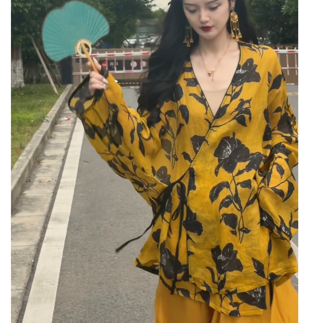 月畔湾【花琉璃】夏季中国风禅意显瘦文艺气质纯苎麻系带小衫