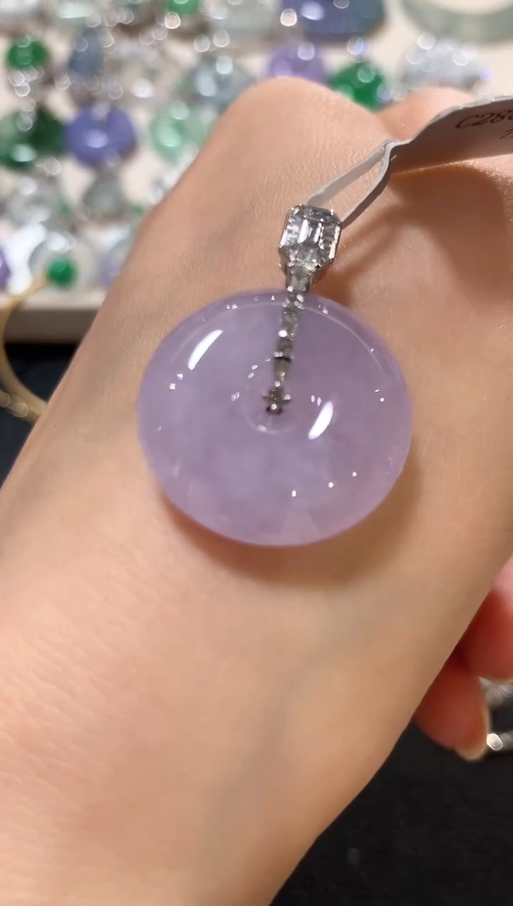 吊坠(不含链)18K金镶嵌翡翠z80紫色有色差