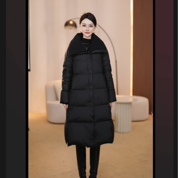 朗曼笛 中长款羽绒服女加厚鸭绒上衣2025冬新款时尚保暖7353202