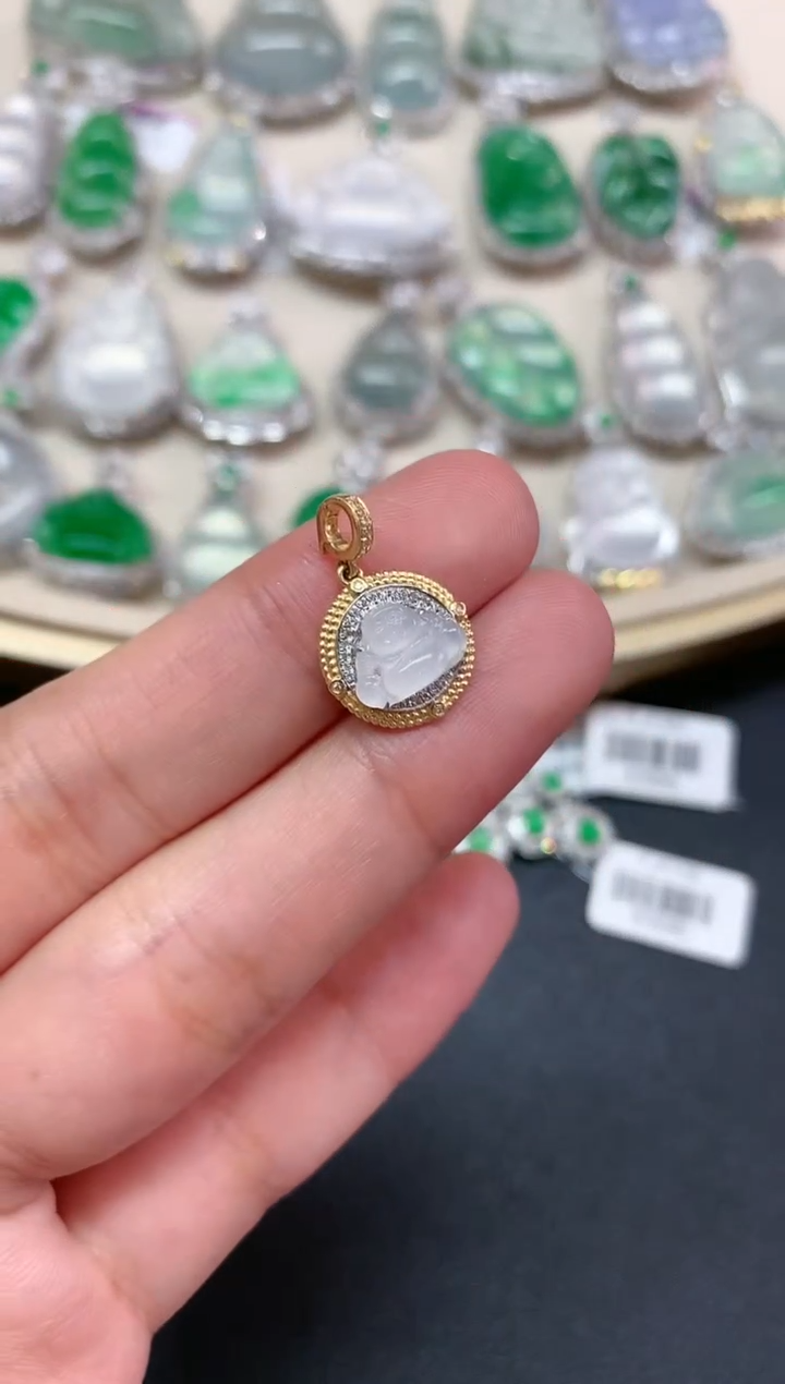 【闪购商品】翡翠吊坠(不含链)18K金镶嵌W187|980