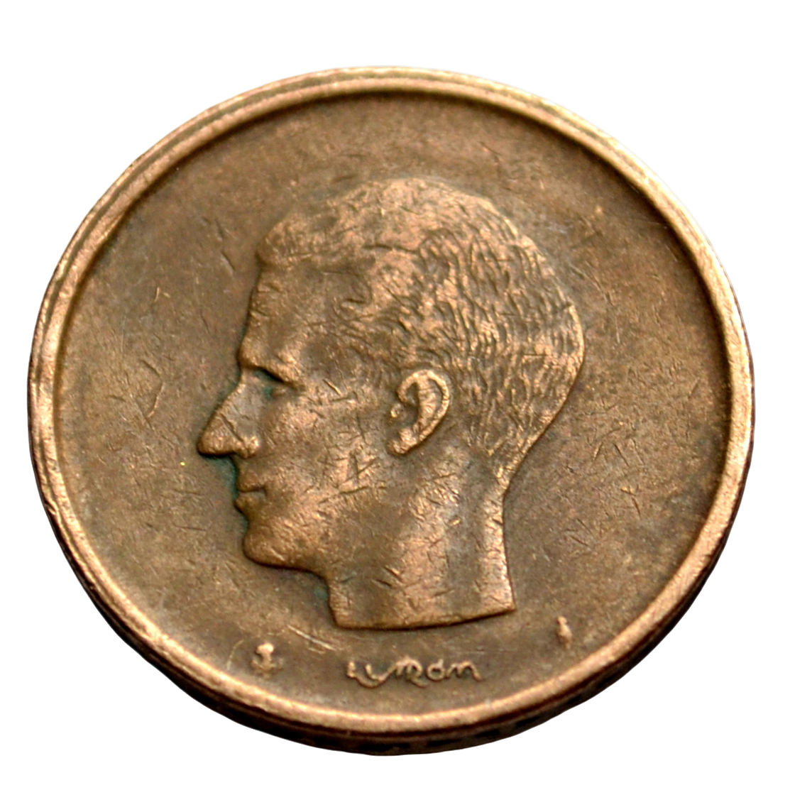 比利时20法郎硬币 1980-1982 人物国王博杜安一世 欧洲铜币25.6mm