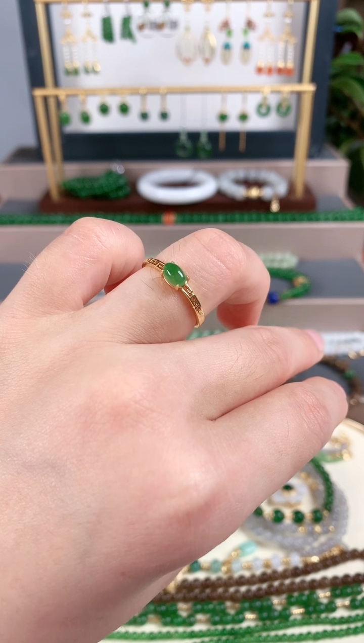 银S925镶嵌戒指和田玉1