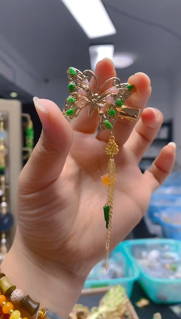 【闪购商品】翡翠耳饰合金0419翡翠发簪